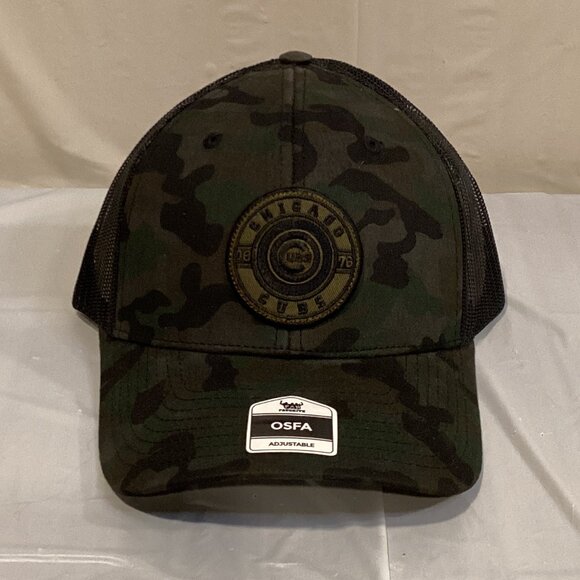 Men's Chicago Cubs Fanatics Black Camo Trucker‎ Adjustable Hat - Picture 1 of 4